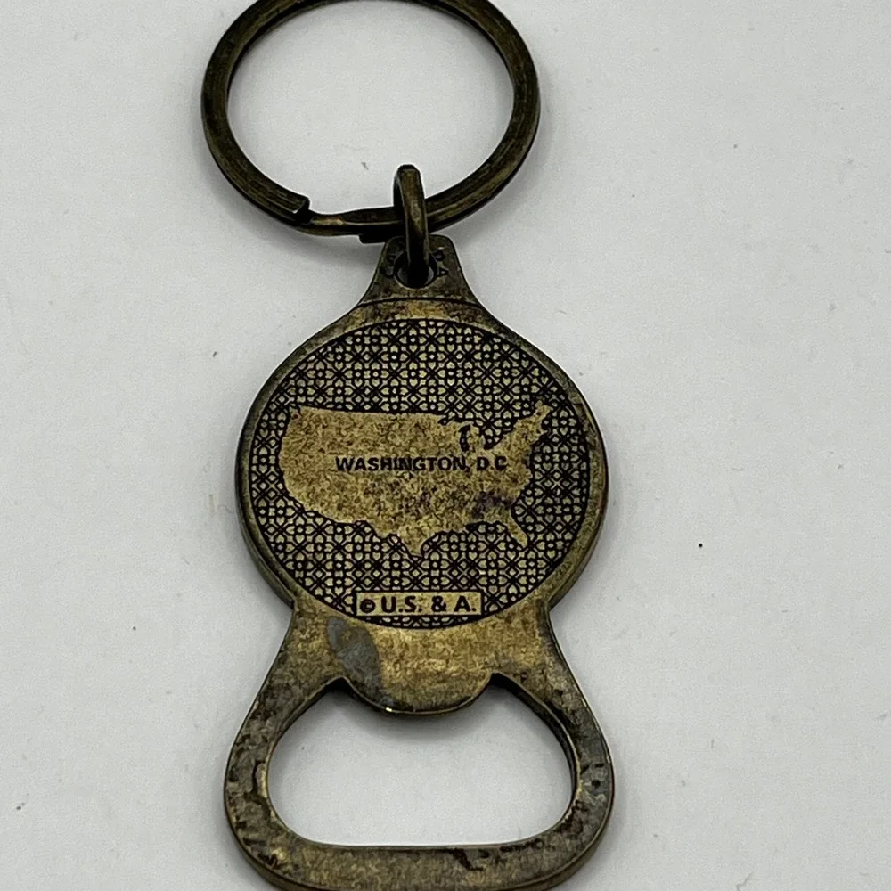 Vintage Washington DC USA Bottle Opener Keychain Brass Tone Souvenir Collectible